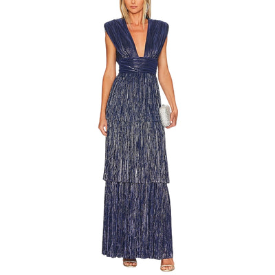Sabina Musayev Pleated Blue Judith Gown Size L