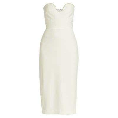 Ml Monique Lhuillier Embellished Ivory Strapless Crepe Midi Size 8 Dress NWT