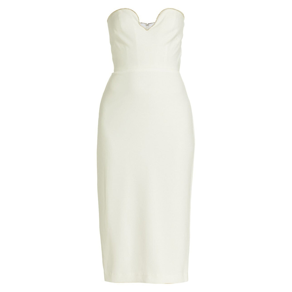 Ml Monique Lhuillier Embellished Ivory Strapless Crepe Midi Size 8 Dress NWT