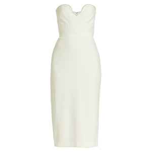 Ml Monique Lhuillier Embellished Ivory Strapless Crepe Midi Size 8 Dress NWT