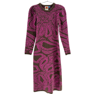 Farm Rio Long-Sleeve Jacquard Multicolor Anthropologie Midi Size XXS Dress