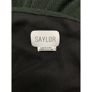Saylor Asymmetric Black/Emerald Hilaria Cocktail Dress Size S
