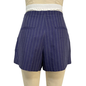 Sandro Pinstriped Blue Twill Shorts Size 34