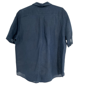 Vince Classic Blue Short Sleeve Linen Shirt Size L