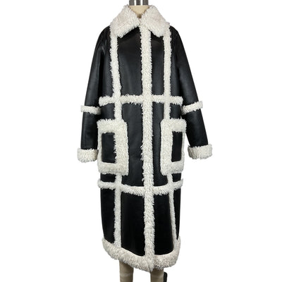 Stand Studio Faux Shearling Black And Off White Patrice Coat Size EU 34 / US 2