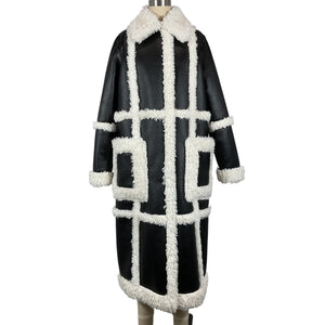 Stand Studio Faux Shearling Black And Off White Patrice Coat Size EU 34 / US 2