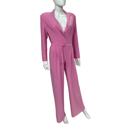 Norma Kamali Tailored Pink Single Breasted Straight Leg Jumpsuit Size XS