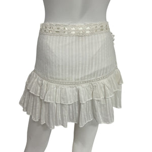 LoveShackFancy Ruffled White Effie Mini Skirt Size 2