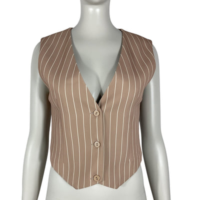 Retrofête Pinstriped Oak Eggshell Angelina Vest Size S NWT