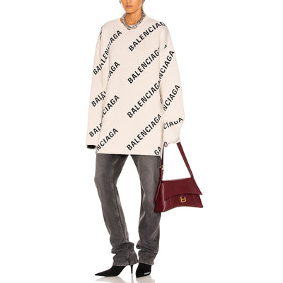 Balenciaga Oversized Cream Crewneck Sweater Size S NWT