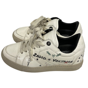 Zadig & Voltaire 'Board Crush Serigraphy' White Lace Up Sneakers Size 7