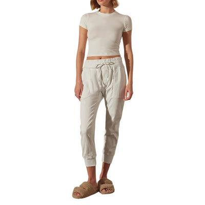 James Perse Relaxed White Mixed Media Jogger Pants Size 1