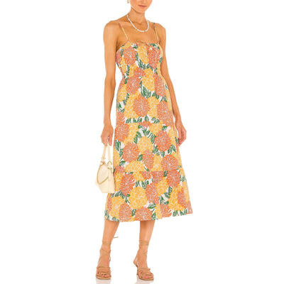 Faithfull The Brand Floral Multicolor Shaloom Midi Dress Size S