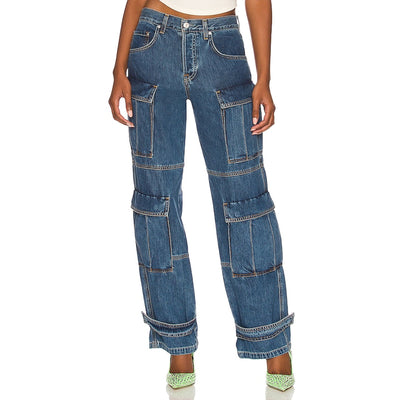 Grlfrnd Utility Blue Lex Cargo Denim Jeans Size 25