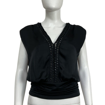 Ramy Brook Sleek Black Peyton V-Neck Tank Top Size M