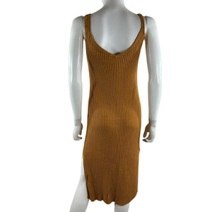Naadam Ribbed Orange Silk Cashmere Midi Dress Size S