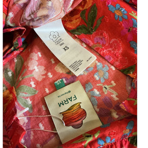 Farm Rio Ruffled Multicolor Spring Bananas Blouse Size XS