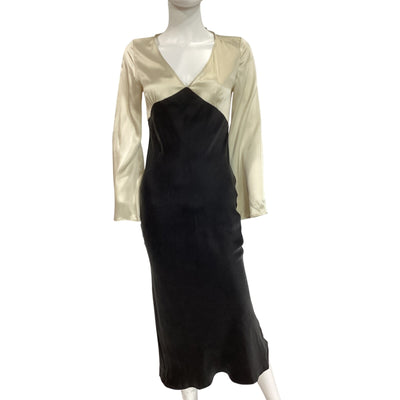Anaphe Elegant Black And Sand Mood Bias Cut Dress Size XS NWT