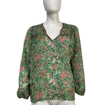 Xirena Floral Green Emryn Blouse Size S