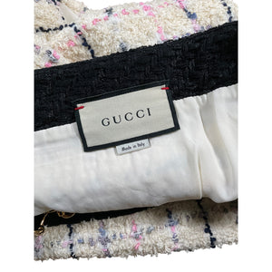 Gucci Textured Ivory Tweed Check Mini Skirt Size US 6 / IT 42