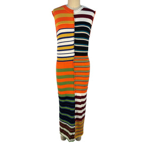 Marni Striped Multicolor Midi Dress Size 44 IT / US 8