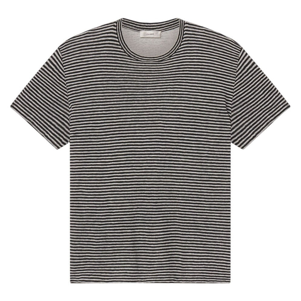 Frame Striped Black Multi Baby Tee Top Size S