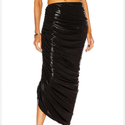 Norma Kamali Ruched Black Diana Skirt Size S