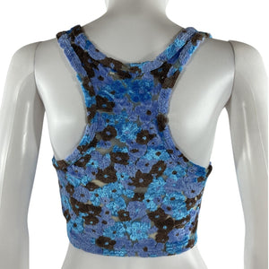 Acne Studios Textured Blue Brown Evanita Crop Top Size S