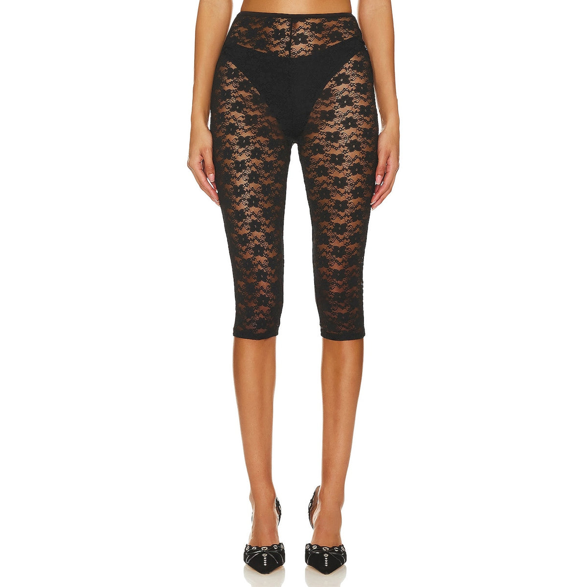 Majorelle 'Cristina' Black Nylon Cropped Pant Size S
