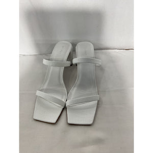 By Far 'Tanya' White Leather Embossed Chunky Heel Size 8