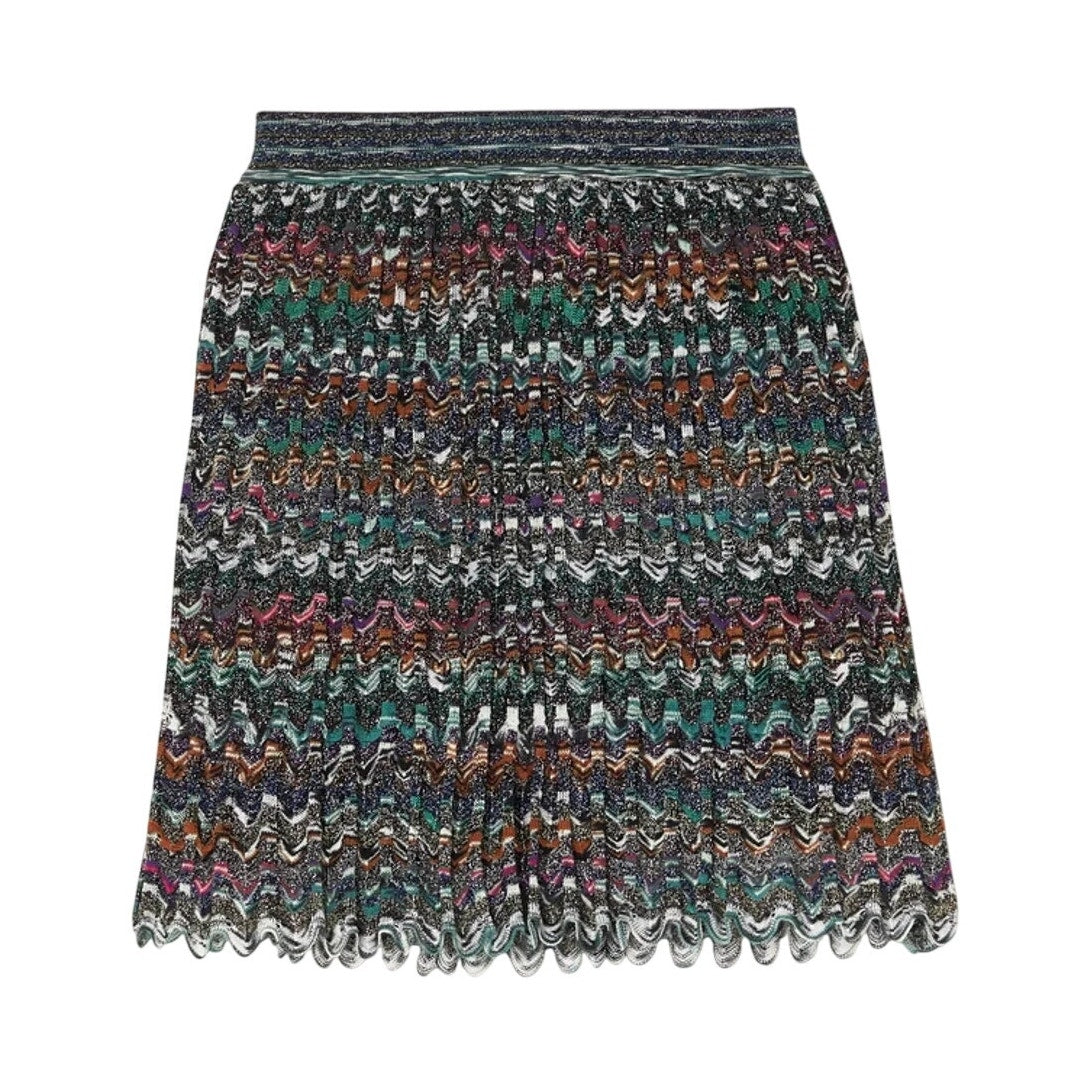 Missoni Metallic Green Chevron Knit Mini Skirt Size IT 42 / US 6
