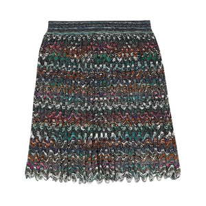 Missoni Metallic Green Chevron Knit Mini Skirt Size IT 42 / US 6