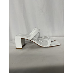 By Far 'Tanya' White Leather Embossed Chunky Heel Size 8