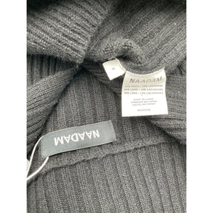 Naadam Ribbed Black Cashmino Half Button Size S Sweater