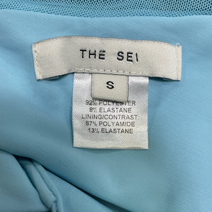 The Sei Ruched Blue Drape-Detail Minidress Size S
