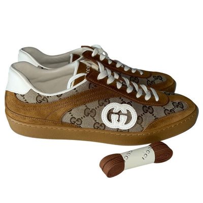 Gucci Monogram Tan GG Supreme Sneakers Size EU 38.5 / US 8.5