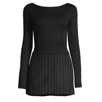 Jason Wu Tailored Black Ponte Pinstripe Minidress Size 12 NWT