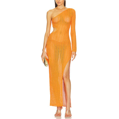 Michael Costello Sleek Orange Seana Maxi Knit Dress Size XXS