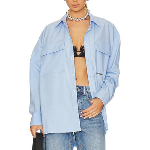 Alexander Wang Oversized Blue Chambray Button Down Shirt Size XS