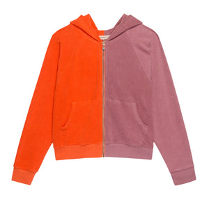 Donni Colorblock Rhubarb Papaya Duo Zip Up Hoodie Size XXL