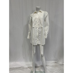 Rebecca Taylor Long Sleeve White Cotton Bib Blouse Size 0
