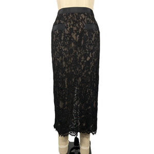 Helsa Elegant Black Lace Midi Skirt Size XS