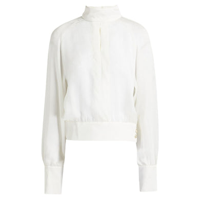 Balmain Chic White Crepe De Chine Blouse Size FR 36 / US 4