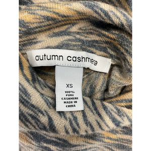 Autumn Cashmere Fitted Brown Combo Tiger Print Mock Neck Sweater Size XS