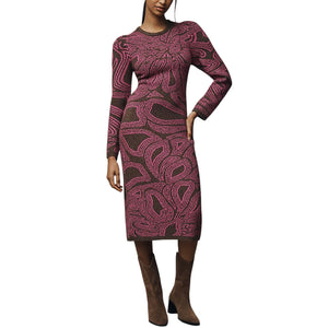 Farm Rio Long-Sleeve Jacquard Multicolor Anthropologie Midi Size XXS Dress