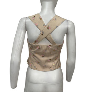 Reformation Embroidered Cream Azalea Corset Top Size 0