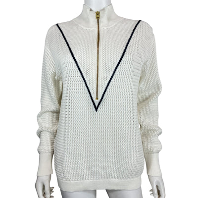 Varley Textured White Calva Half Zip Sweater Size S