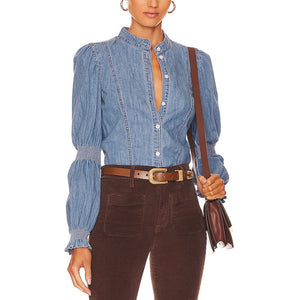 Veronica Beard Chambray Blue Dalton Blouse Size 4 NWT