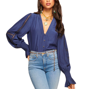 Ramy Brook Embellished Blue Noa Size XS Blouse