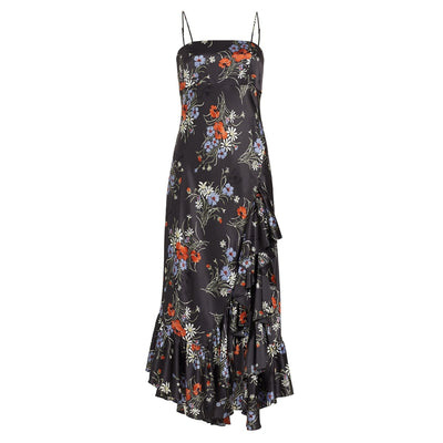 Cinq à Sept Ruffled Obsidian Multi Penny Maxi Dress Size 0